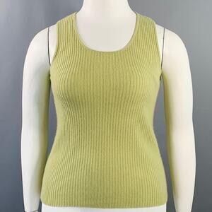 TSE Size L Green Cashmere Rib Knit Sleeveless Casual Top